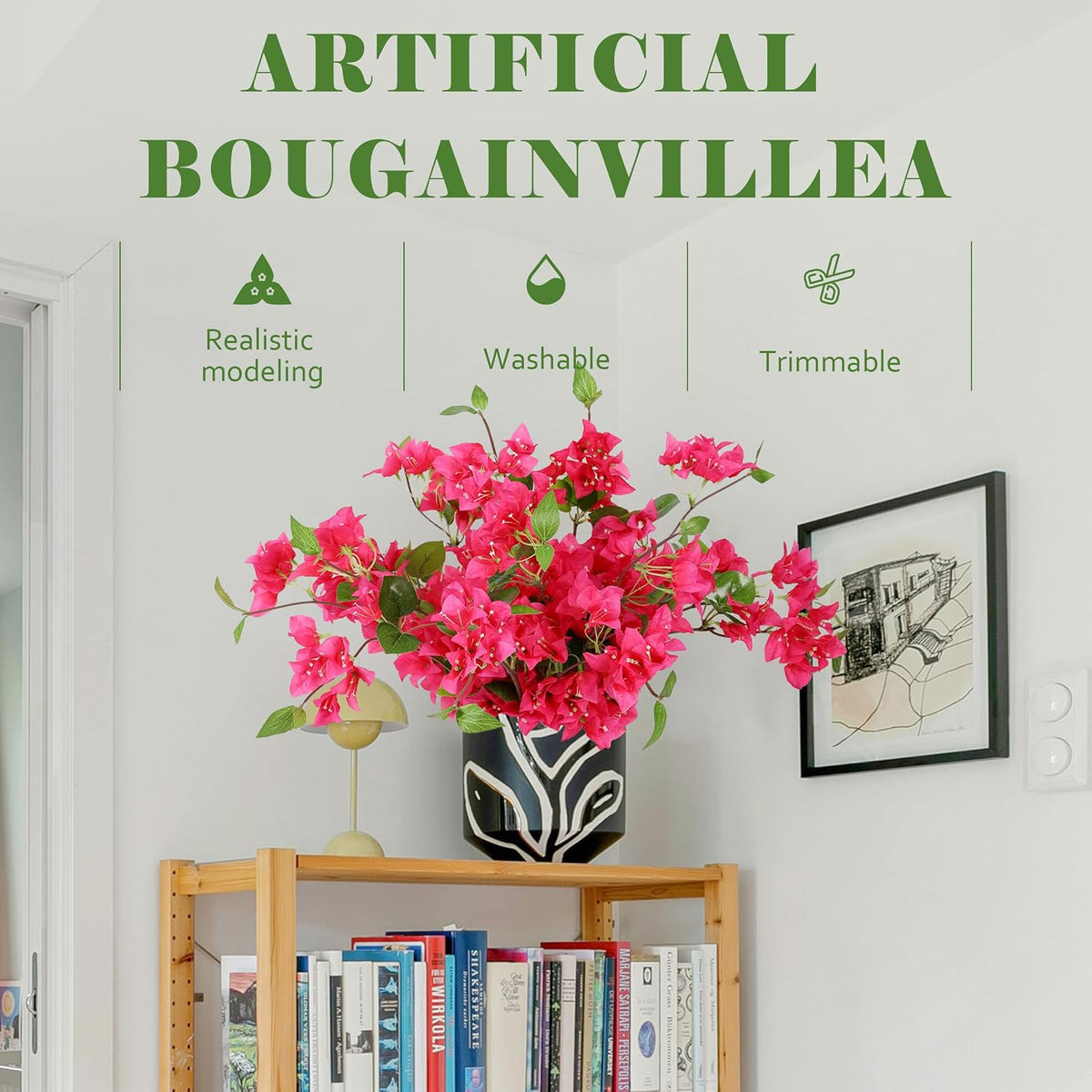 10PCS Bougainvillea Artificial Flowers 30" Silk Fake Bougainvillea Branches Faux Flowers Vines for Home，Garden，Wedding，Party，Indoor and Outdoor，Floral Arrangement and DIY Decor（Purple）