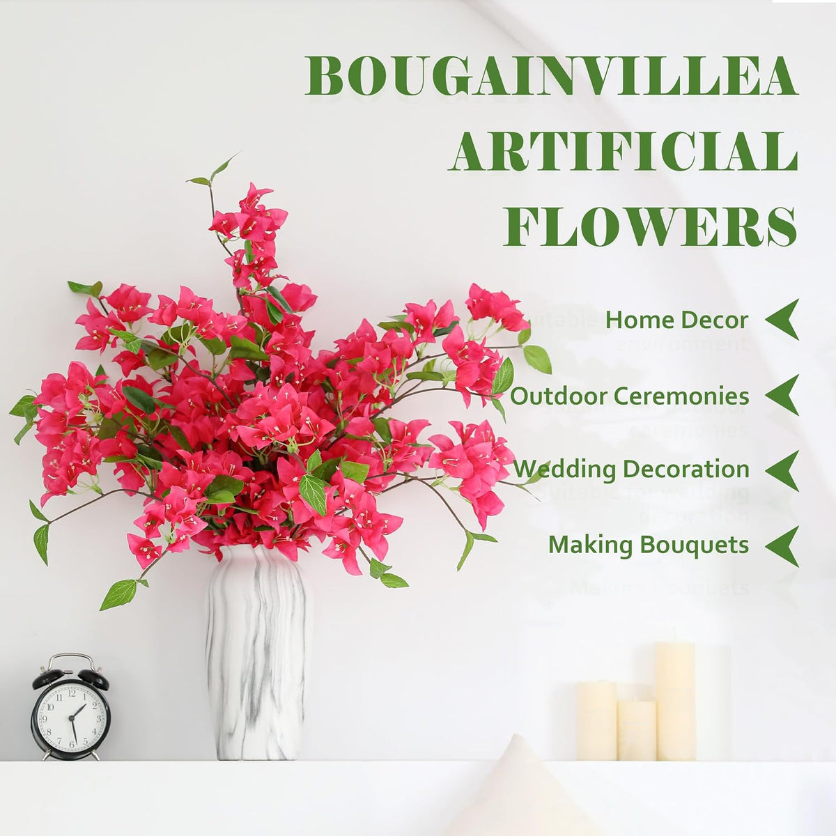 10PCS Bougainvillea Artificial Flowers 30" Silk Fake Bougainvillea Branches Faux Flowers Vines for Home，Garden，Wedding，Party，Indoor and Outdoor，Floral Arrangement and DIY Decor（Purple）
