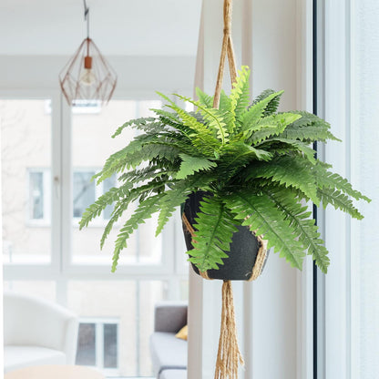 Artificial Ferns for Outdoors, Set of 2 Bouquets 33" Diam Large Fake Ferns Faux Boston Fern Bush Plant for Indoors Home Garden Porch Windowsill Entrance Farmhouse Decor