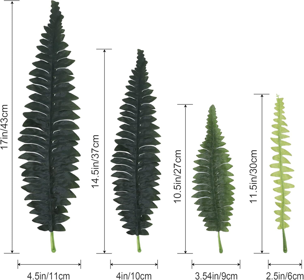 Artificial Ferns for Outdoors, Set of 2 Bouquets 33" Diam Large Fake Ferns Faux Boston Fern Bush Plant for Indoors Home Garden Porch Windowsill Entrance Farmhouse Decor