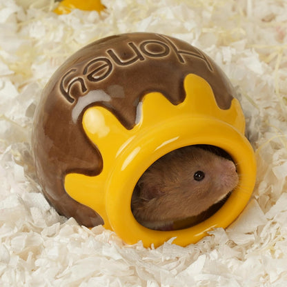 Ceramic Hamster Hideout, Strawberry Hamster House and Habitat, Syrian Hamster Hideout Decor Cool Bed for All Season Gerbil, Mice Guinea Pig