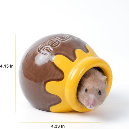Ceramic Hamster Hideout, Strawberry Hamster House and Habitat, Syrian Hamster Hideout Decor Cool Bed for All Season Gerbil, Mice Guinea Pig