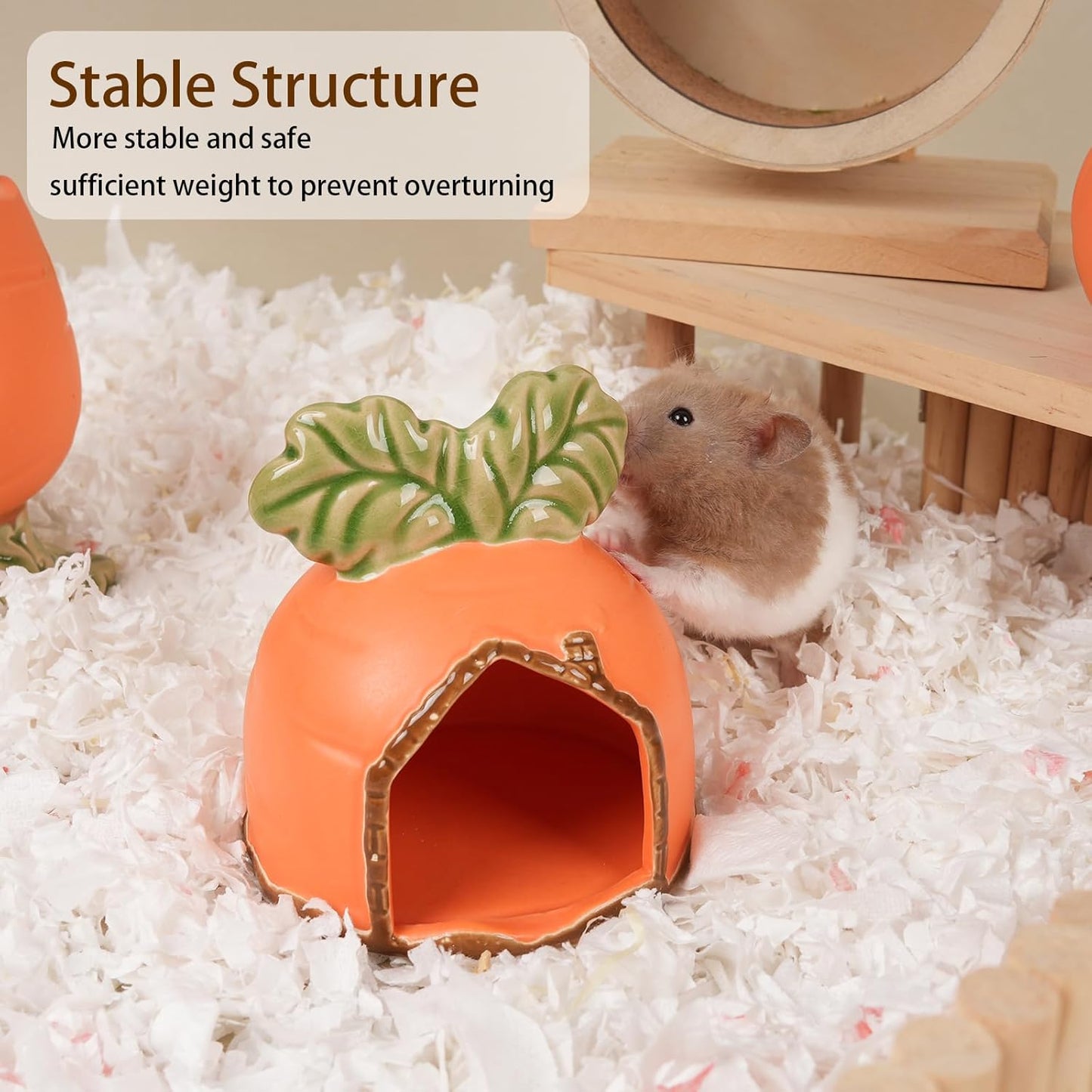 Ceramic Hamster Hideout, Strawberry Hamster House and Habitat, Syrian Hamster Hideout Decor Cool Bed for All Season Gerbil, Mice Guinea Pig
