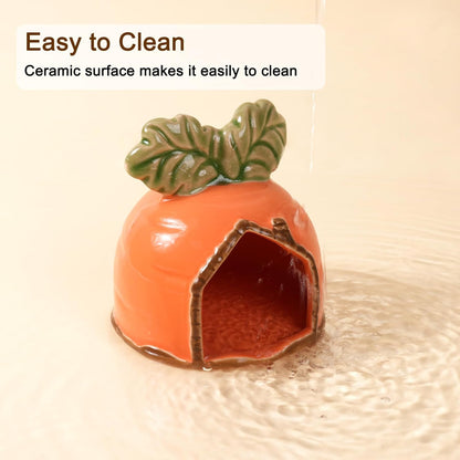 Ceramic Hamster Hideout, Strawberry Hamster House and Habitat, Syrian Hamster Hideout Decor Cool Bed for All Season Gerbil, Mice Guinea Pig