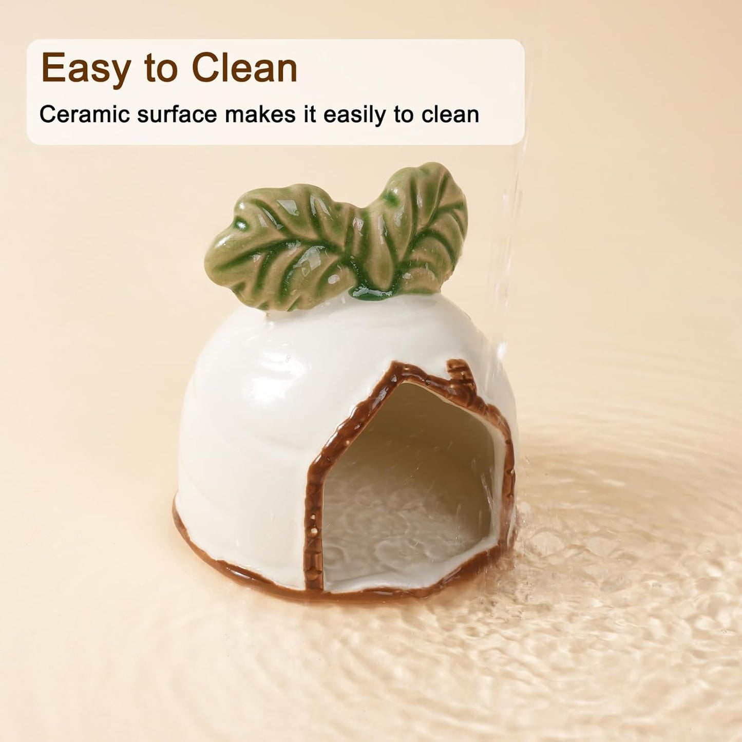 Ceramic Hamster Hideout, Strawberry Hamster House and Habitat, Syrian Hamster Hideout Decor Cool Bed for All Season Gerbil, Mice Guinea Pig