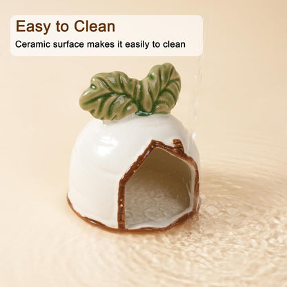 Ceramic Hamster Hideout, Strawberry Hamster House and Habitat, Syrian Hamster Hideout Decor Cool Bed for All Season Gerbil, Mice Guinea Pig