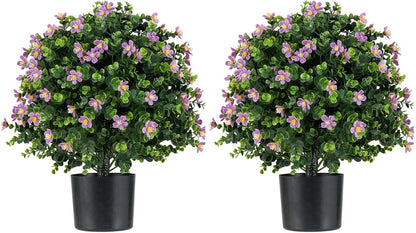 22" Artificial Boxwood Topiary Ball Tree, 2 Pack Faux Potted Plants Artificial Shrubs Bushes with Orange Fruits for Indoor Outdoor