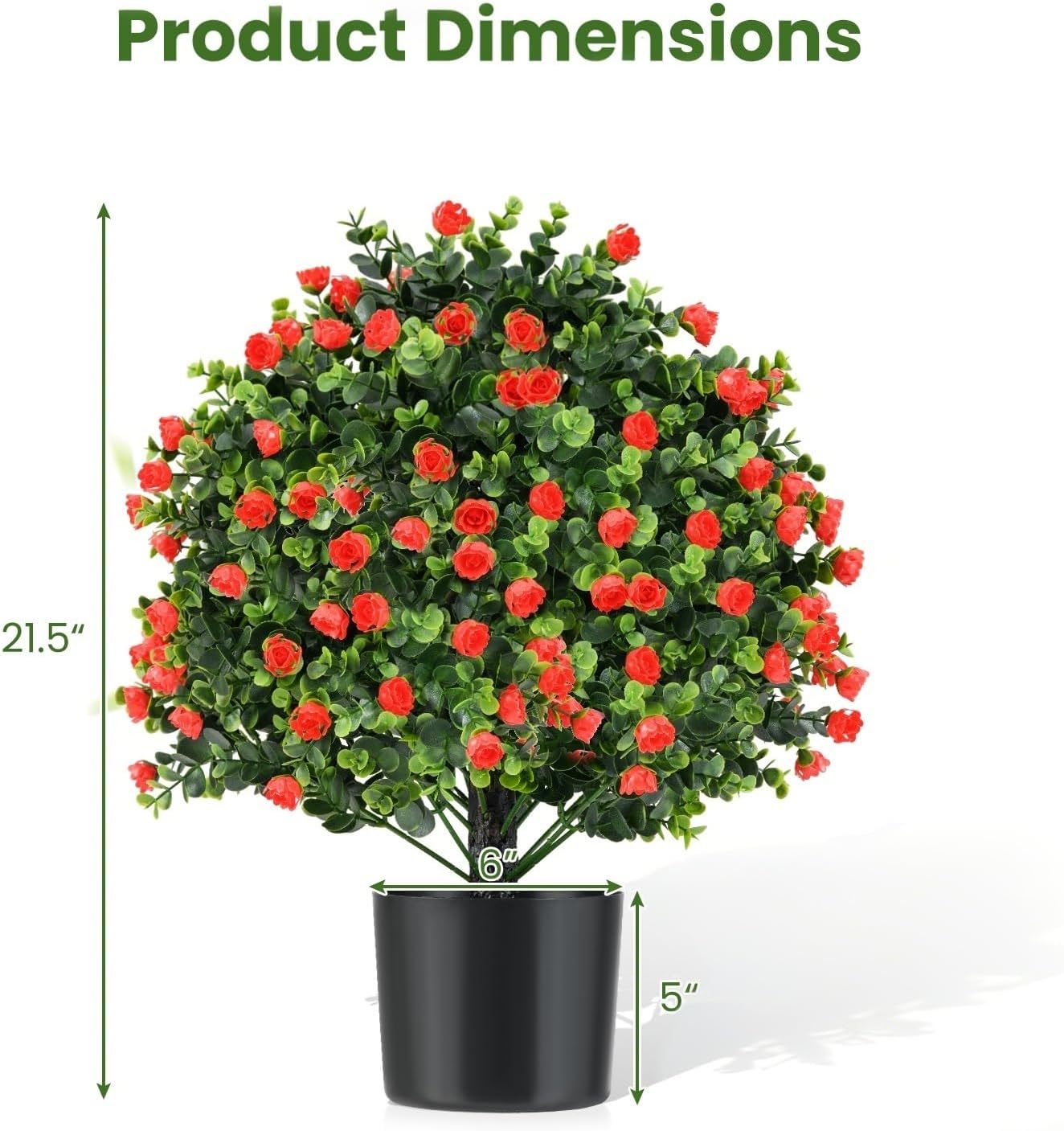 22" Artificial Boxwood Topiary Ball Tree, 2 Pack Faux Potted Plants Artificial Shrubs Bushes with Orange Fruits for Indoor Outdoor