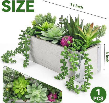 2 Pack Fake Plants Succulents Plants Artificial Cactus Plants in Wood Pots with Pink Flowers for Farmhouse Bathroom Decor | Small fake plants，pink flower,wood planters,realistic style for bathroom desk shelf bedroom boho decor，no watering