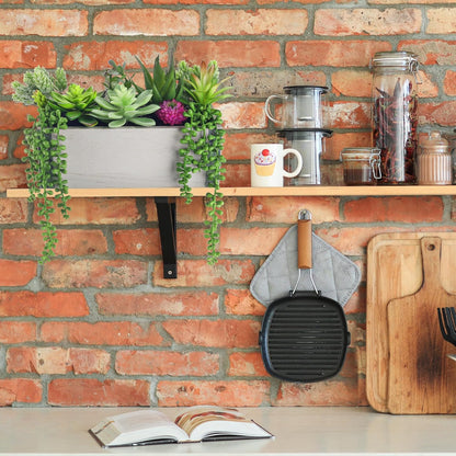 2 Pack Fake Plants Succulents Plants Artificial Cactus Plants in Wood Pots with Pink Flowers for Farmhouse Bathroom Decor | Small fake plants，pink flower,wood planters,realistic style for bathroom desk shelf bedroom boho decor，no watering