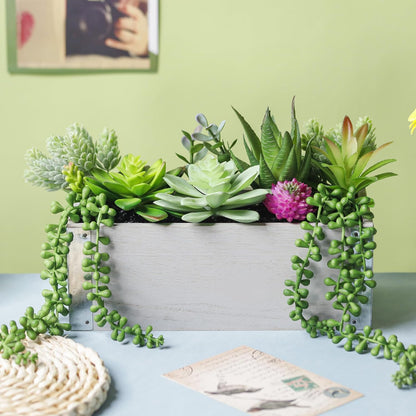 2 Pack Fake Plants Succulents Plants Artificial Cactus Plants in Wood Pots with Pink Flowers for Farmhouse Bathroom Decor | Small fake plants，pink flower,wood planters,realistic style for bathroom desk shelf bedroom boho decor，no watering