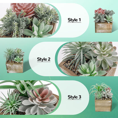 2 Pack Fake Plants Succulents Plants Artificial Cactus Plants in Wood Pots with Pink Flowers for Farmhouse Bathroom Decor | Small fake plants，pink flower,wood planters,realistic style for bathroom desk shelf bedroom boho decor，no watering