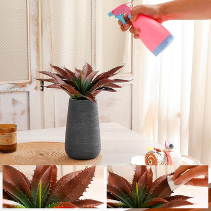 JUSTOYOU Large Artificial Succulents Aloe Plants Real Touch Fake Flowers Unpotted for Home Wedding Festival Arrangement (1, Green-Red)