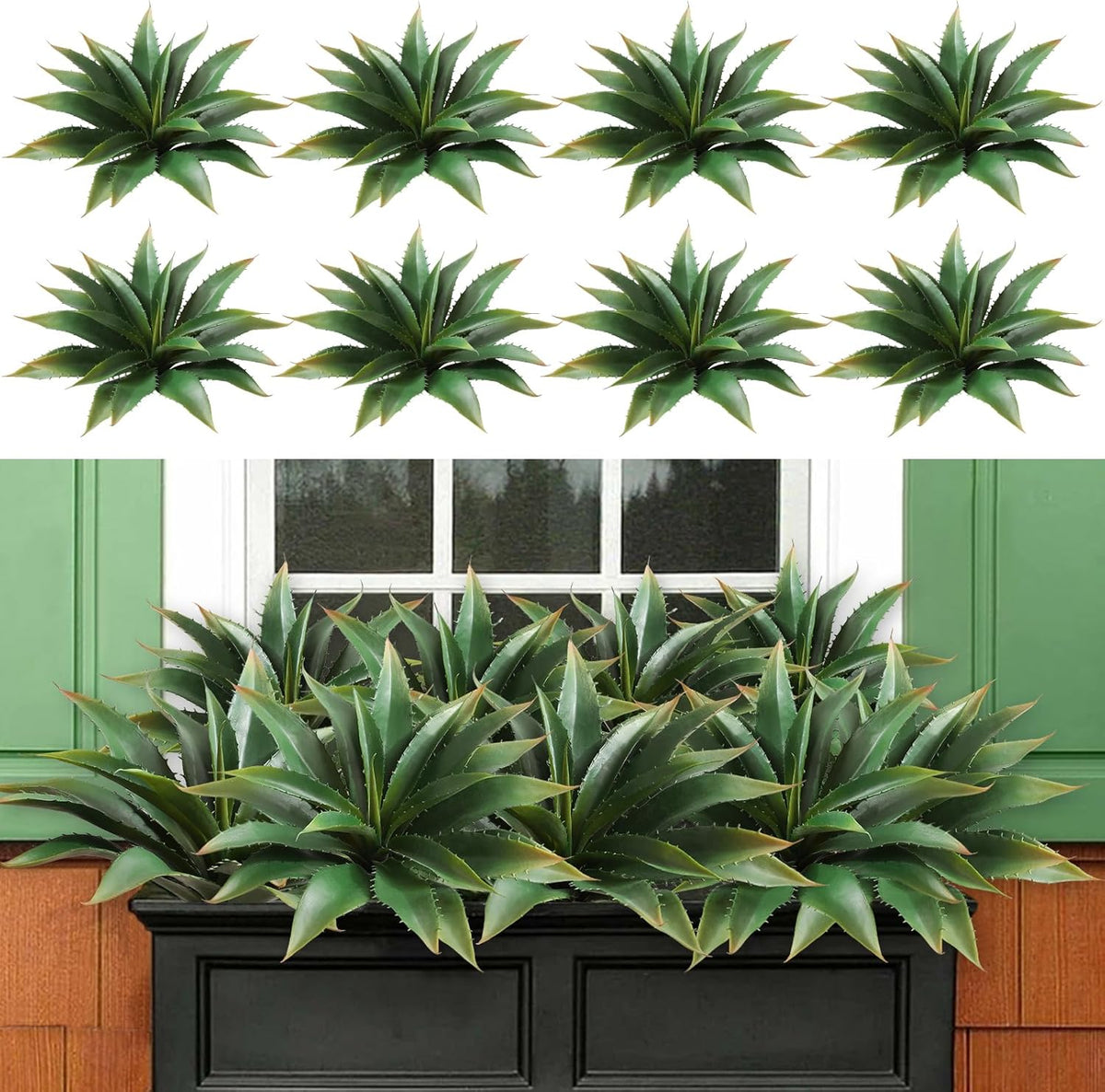 JUSTOYOU Large Artificial Succulents Aloe Plants Real Touch Fake Flowers Unpotted for Home Wedding Festival Arrangement (1, Green-Red)