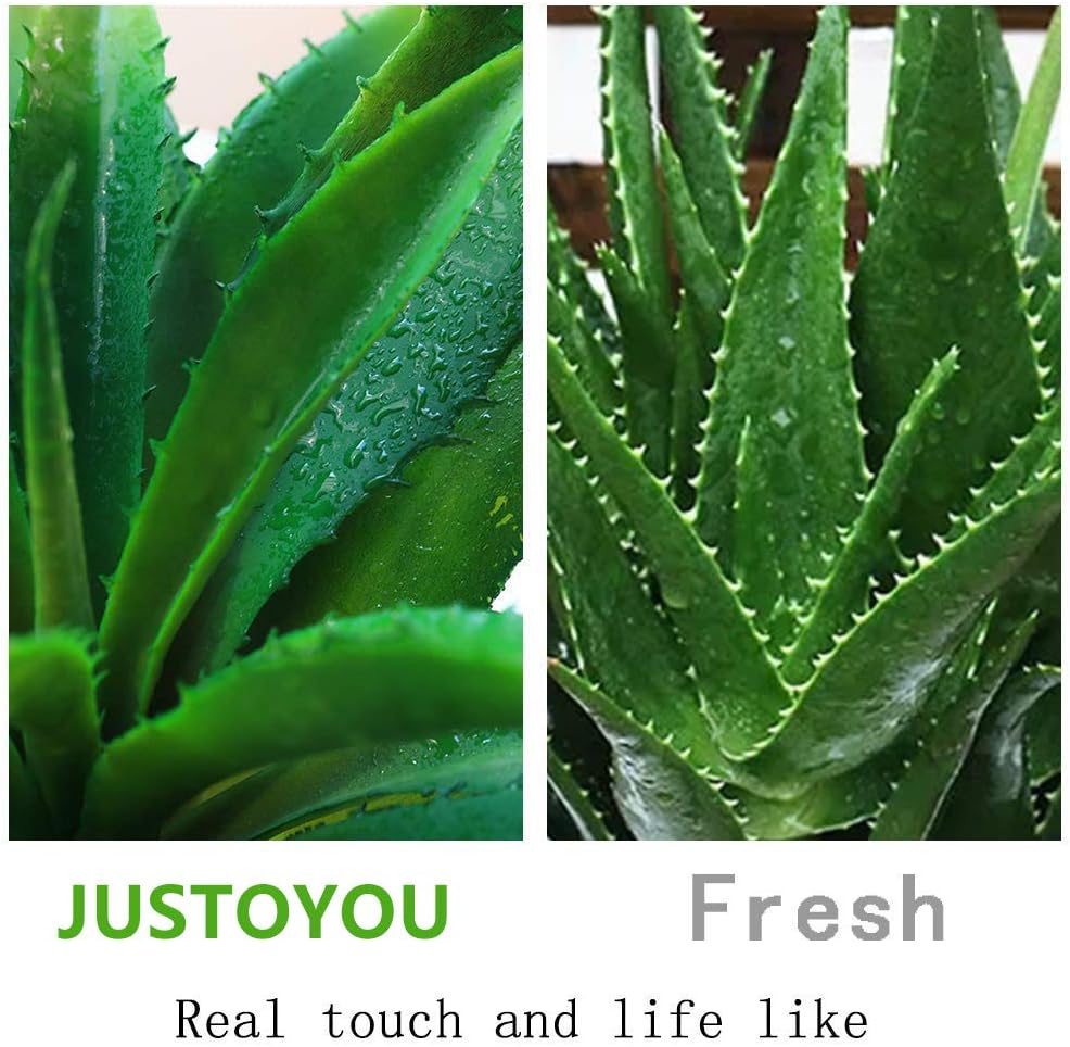 JUSTOYOU Large Artificial Succulents Aloe Plants Real Touch Fake Flowers Unpotted for Home Wedding Festival Arrangement (1, Green-Red)