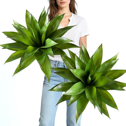 JUSTOYOU Large Artificial Succulents Aloe Plants Real Touch Fake Flowers Unpotted for Home Wedding Festival Arrangement (1, Green-Red)