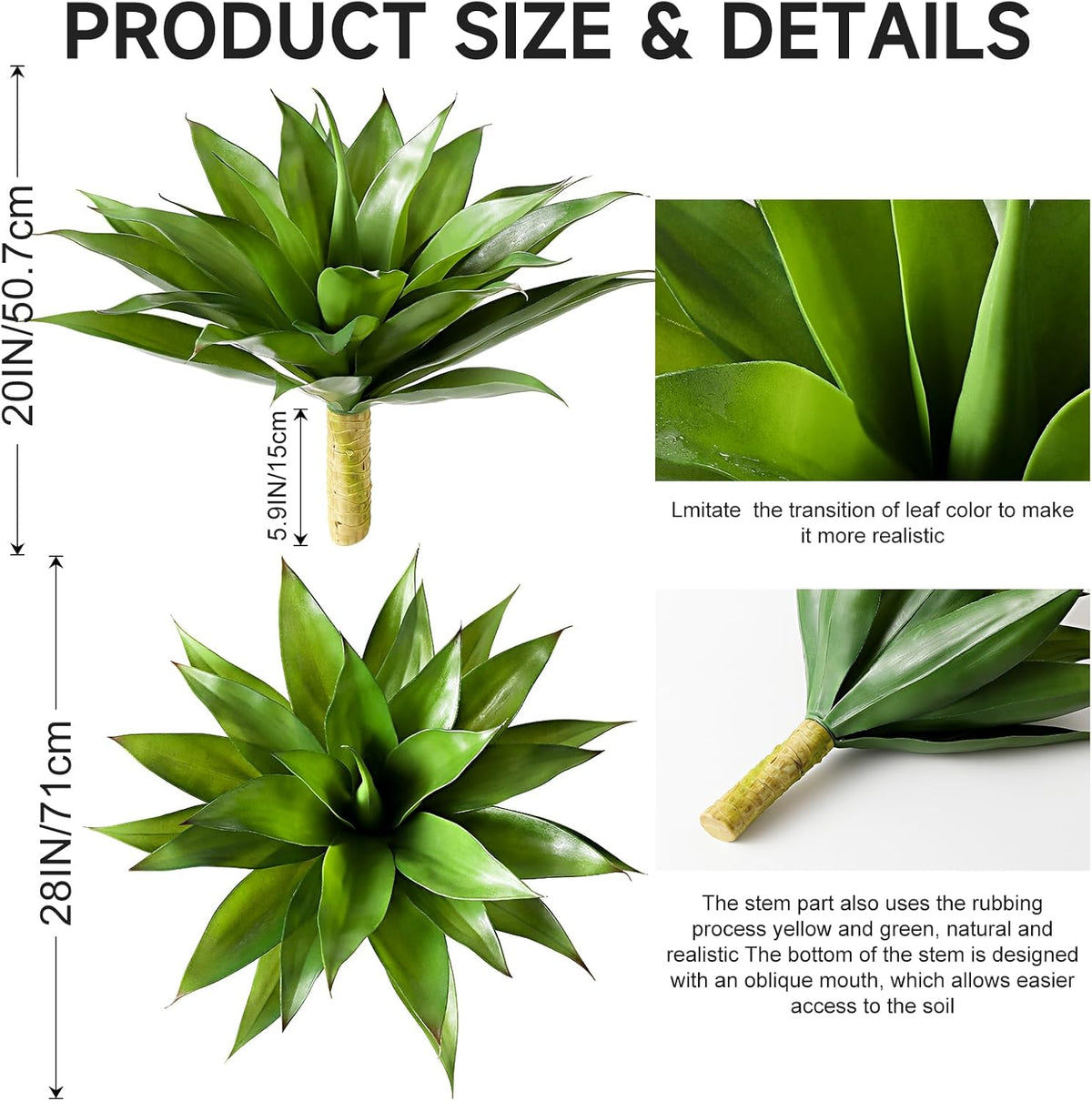JUSTOYOU Large Artificial Succulents Aloe Plants Real Touch Fake Flowers Unpotted for Home Wedding Festival Arrangement (1, Green-Red)
