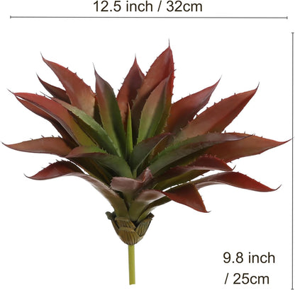 JUSTOYOU Large Artificial Succulents Aloe Plants Real Touch Fake Flowers Unpotted for Home Wedding Festival Arrangement (1, Green-Red)