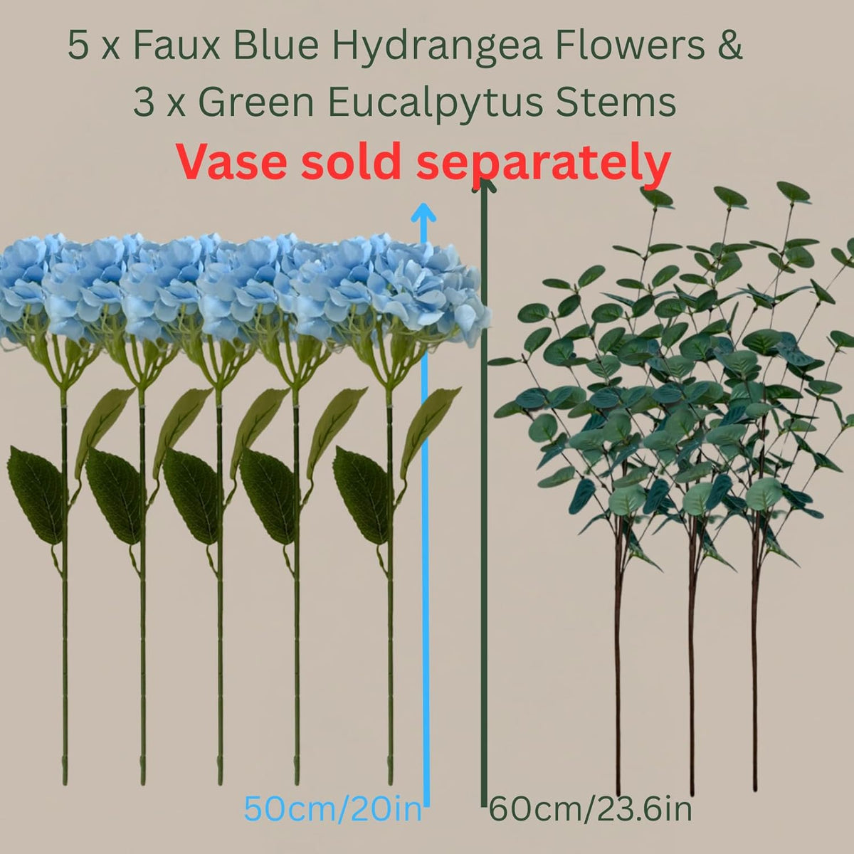 Real Touch White Faux Hydrangea And Eucalyptus Arrangement, Faux Floral Arrangements, Hyper Realistic Artificial Flowers, White Centerpieces For Kitchen Dining Coffee Table Decor (Vase Not Included)
