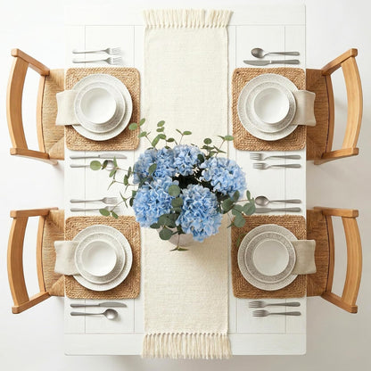 Real Touch White Faux Hydrangea And Eucalyptus Arrangement, Faux Floral Arrangements, Hyper Realistic Artificial Flowers, White Centerpieces For Kitchen Dining Coffee Table Decor (Vase Not Included)
