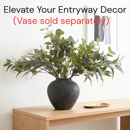 Real Touch White Faux Hydrangea And Eucalyptus Arrangement, Faux Floral Arrangements, Hyper Realistic Artificial Flowers, White Centerpieces For Kitchen Dining Coffee Table Decor (Vase Not Included)