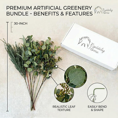 Real Touch White Faux Hydrangea And Eucalyptus Arrangement, Faux Floral Arrangements, Hyper Realistic Artificial Flowers, White Centerpieces For Kitchen Dining Coffee Table Decor (Vase Not Included)