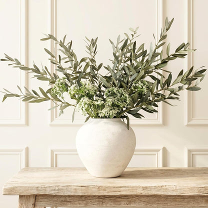 Real Touch White Faux Hydrangea And Eucalyptus Arrangement, Faux Floral Arrangements, Hyper Realistic Artificial Flowers, White Centerpieces For Kitchen Dining Coffee Table Decor (Vase Not Included)