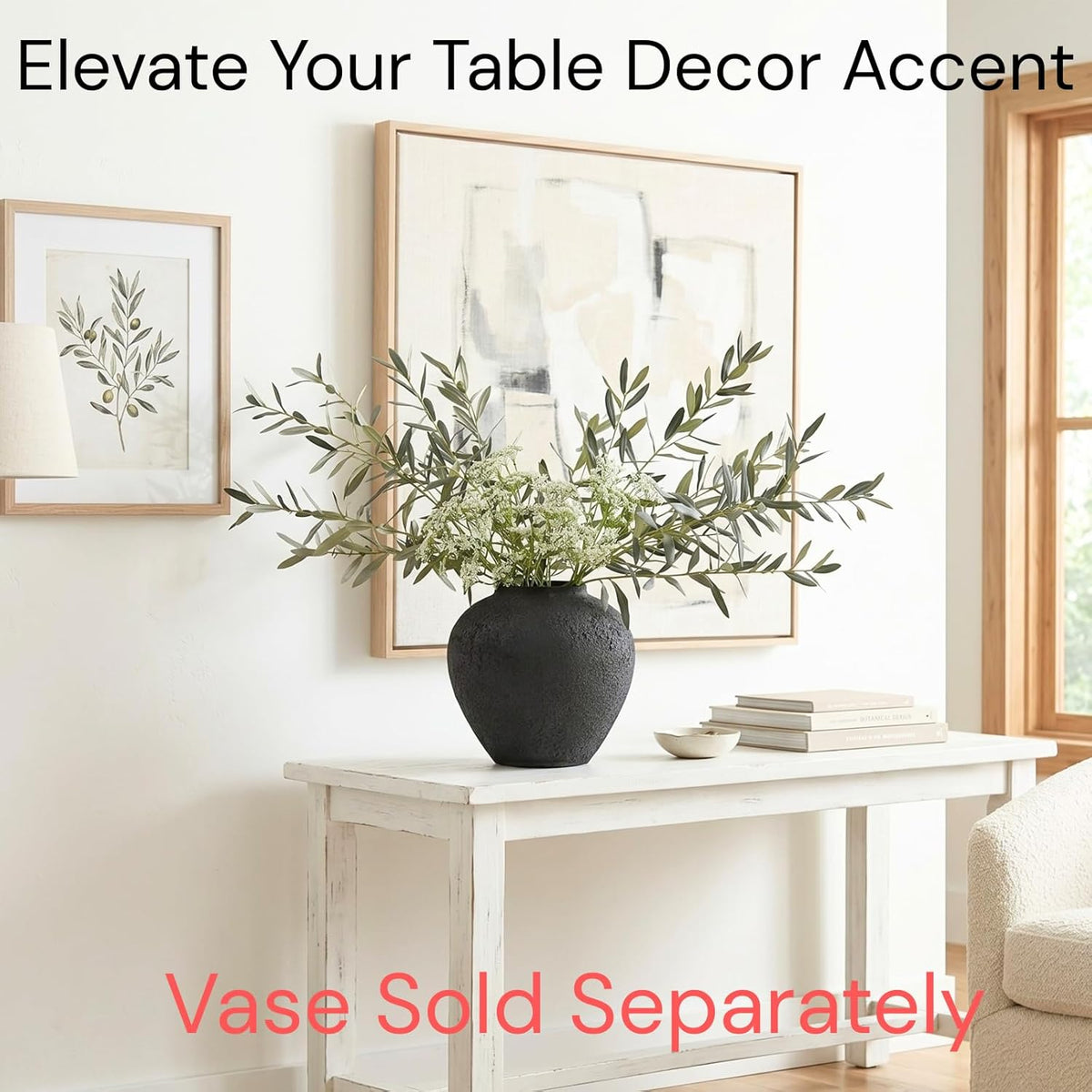 Real Touch White Faux Hydrangea And Eucalyptus Arrangement, Faux Floral Arrangements, Hyper Realistic Artificial Flowers, White Centerpieces For Kitchen Dining Coffee Table Decor (Vase Not Included)