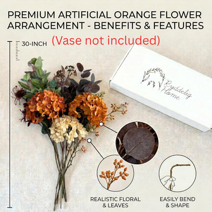 Real Touch White Faux Hydrangea And Eucalyptus Arrangement, Faux Floral Arrangements, Hyper Realistic Artificial Flowers, White Centerpieces For Kitchen Dining Coffee Table Decor (Vase Not Included)
