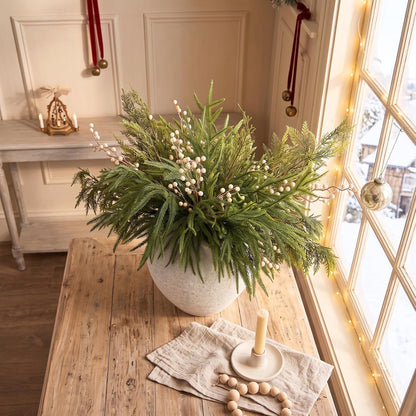 Real Touch White Faux Hydrangea And Eucalyptus Arrangement, Faux Floral Arrangements, Hyper Realistic Artificial Flowers, White Centerpieces For Kitchen Dining Coffee Table Decor (Vase Not Included)