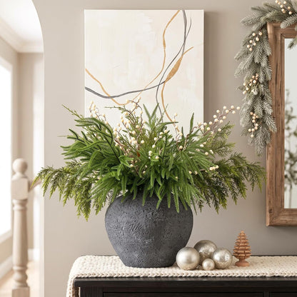 Real Touch White Faux Hydrangea And Eucalyptus Arrangement, Faux Floral Arrangements, Hyper Realistic Artificial Flowers, White Centerpieces For Kitchen Dining Coffee Table Decor (Vase Not Included)