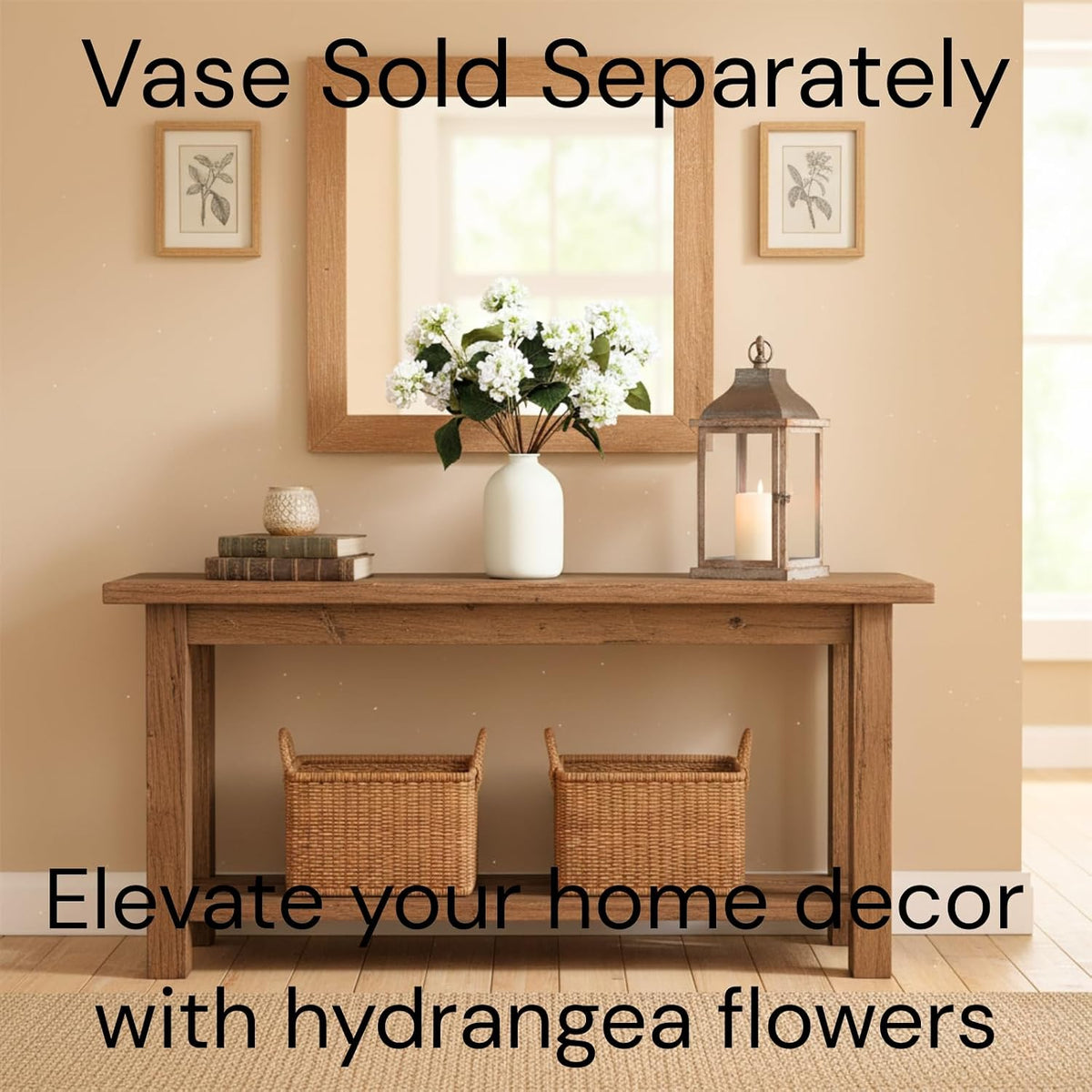 Real Touch White Faux Hydrangea And Eucalyptus Arrangement, Faux Floral Arrangements, Hyper Realistic Artificial Flowers, White Centerpieces For Kitchen Dining Coffee Table Decor (Vase Not Included)