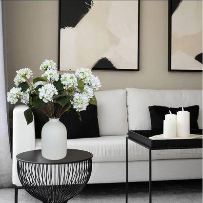 Real Touch White Faux Hydrangea And Eucalyptus Arrangement, Faux Floral Arrangements, Hyper Realistic Artificial Flowers, White Centerpieces For Kitchen Dining Coffee Table Decor (Vase Not Included)