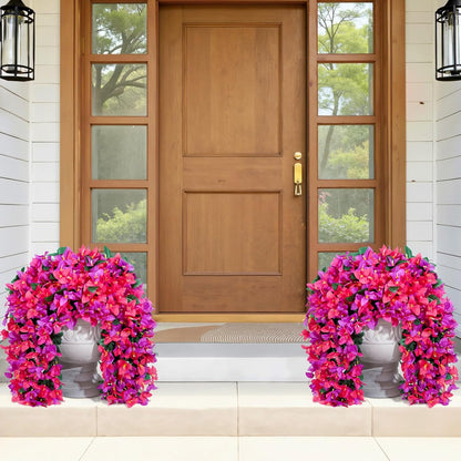 Artificial Bougainvillea Flowers, 2 PCS Plastic Long Trailing Vines Fake Flowers for Outdoor Indoor Garden Porch Patio Balcony Decor, UV Resistant, Hot Pink
