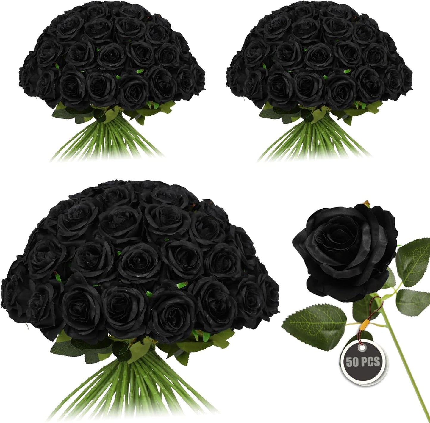 White Fake Roses Artificial Flowers - 10 Pcs Fake Artificial Roses Silk Flowers with Stems for Home Wedding Hotel Office Centerpiece Decor