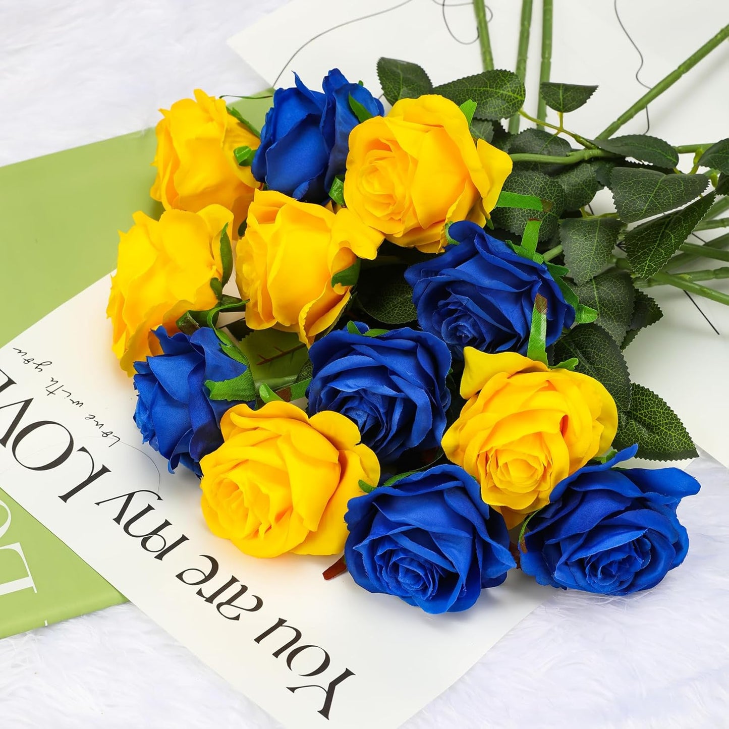 White Fake Roses Artificial Flowers - 10 Pcs Fake Artificial Roses Silk Flowers with Stems for Home Wedding Hotel Office Centerpiece Decor