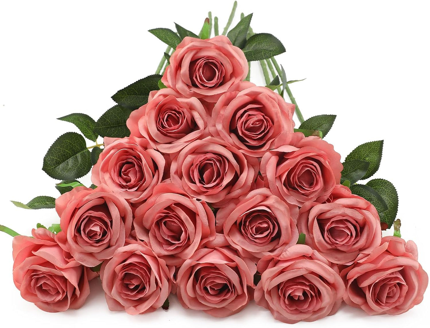 White Fake Roses Artificial Flowers - 10 Pcs Fake Artificial Roses Silk Flowers with Stems for Home Wedding Hotel Office Centerpiece Decor