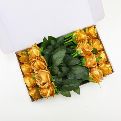 White Fake Roses Artificial Flowers - 10 Pcs Fake Artificial Roses Silk Flowers with Stems for Home Wedding Hotel Office Centerpiece Decor