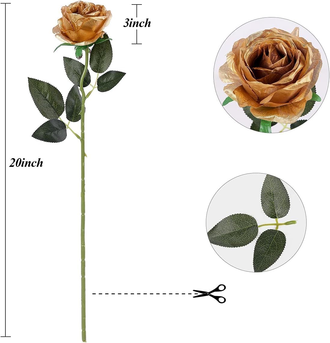 White Fake Roses Artificial Flowers - 10 Pcs Fake Artificial Roses Silk Flowers with Stems for Home Wedding Hotel Office Centerpiece Decor