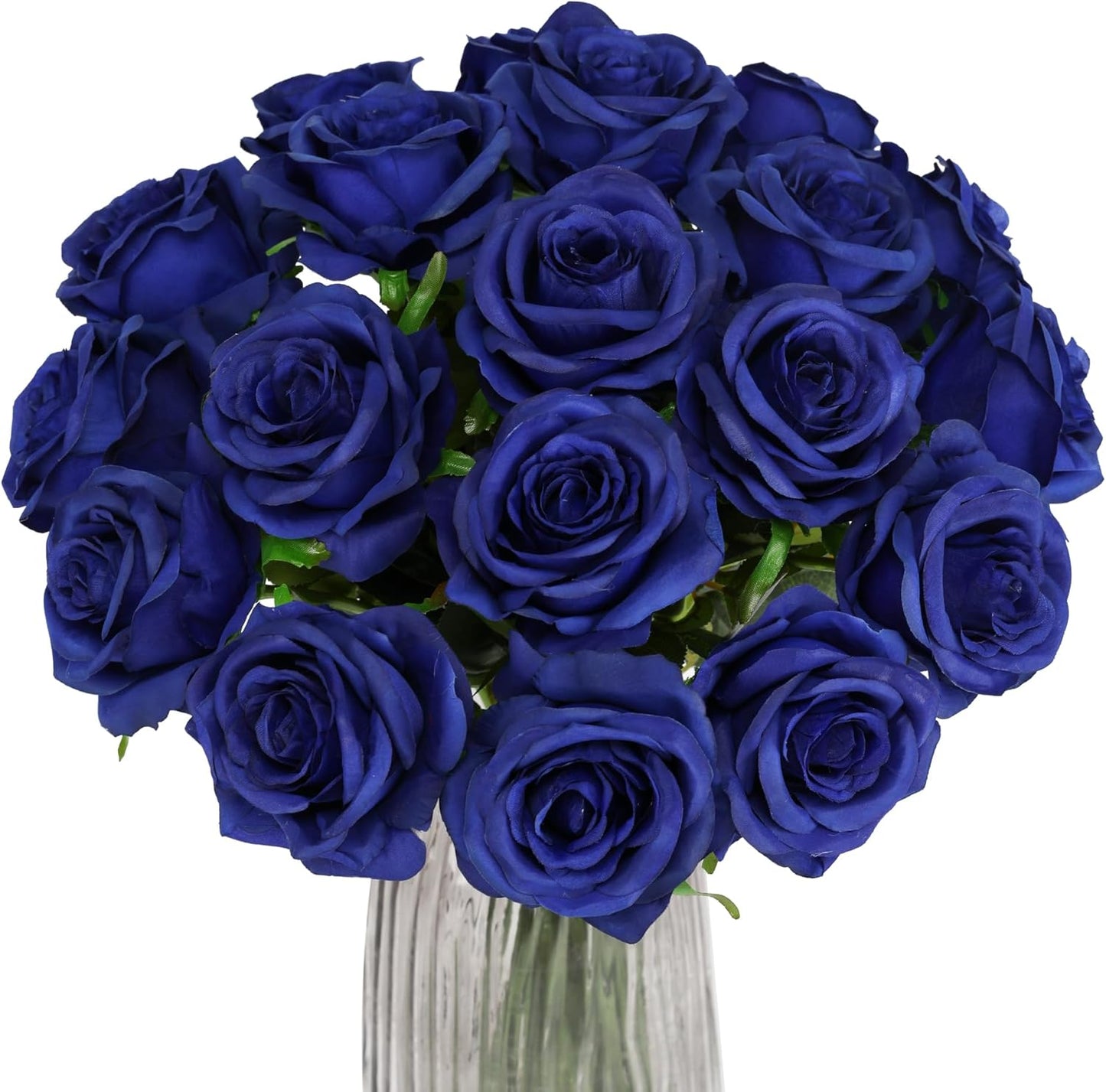 White Fake Roses Artificial Flowers - 10 Pcs Fake Artificial Roses Silk Flowers with Stems for Home Wedding Hotel Office Centerpiece Decor