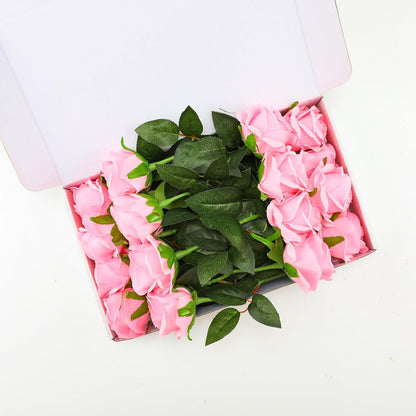 White Fake Roses Artificial Flowers - 10 Pcs Fake Artificial Roses Silk Flowers with Stems for Home Wedding Hotel Office Centerpiece Decor
