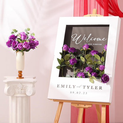 White Fake Roses Artificial Flowers - 10 Pcs Fake Artificial Roses Silk Flowers with Stems for Home Wedding Hotel Office Centerpiece Decor