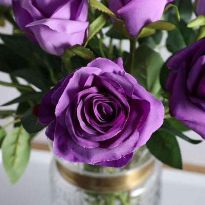 White Fake Roses Artificial Flowers - 10 Pcs Fake Artificial Roses Silk Flowers with Stems for Home Wedding Hotel Office Centerpiece Decor