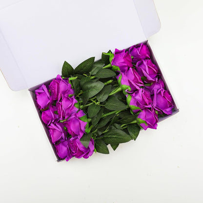 White Fake Roses Artificial Flowers - 10 Pcs Fake Artificial Roses Silk Flowers with Stems for Home Wedding Hotel Office Centerpiece Decor