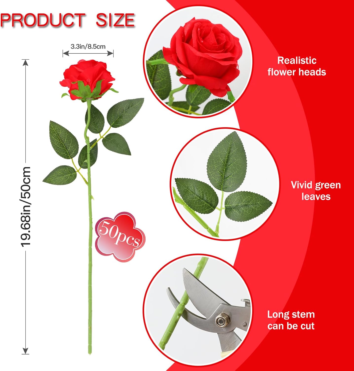 White Fake Roses Artificial Flowers - 10 Pcs Fake Artificial Roses Silk Flowers with Stems for Home Wedding Hotel Office Centerpiece Decor