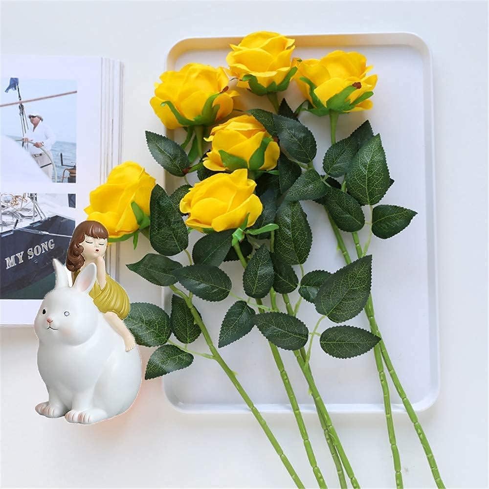 White Fake Roses Artificial Flowers - 10 Pcs Fake Artificial Roses Silk Flowers with Stems for Home Wedding Hotel Office Centerpiece Decor