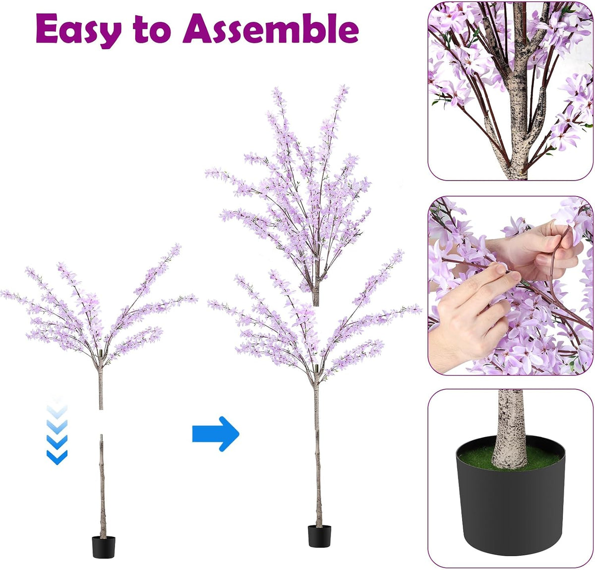 6ft Artificial Winter Jasmine Tree, Faux Forsythia Plant with Cement Base
