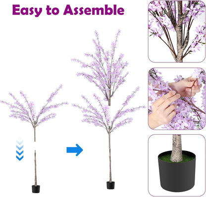 6ft Artificial Winter Jasmine Tree, Faux Forsythia Plant with Cement Base