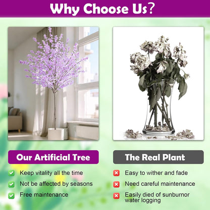 6ft Artificial Winter Jasmine Tree, Faux Forsythia Plant with Cement Base