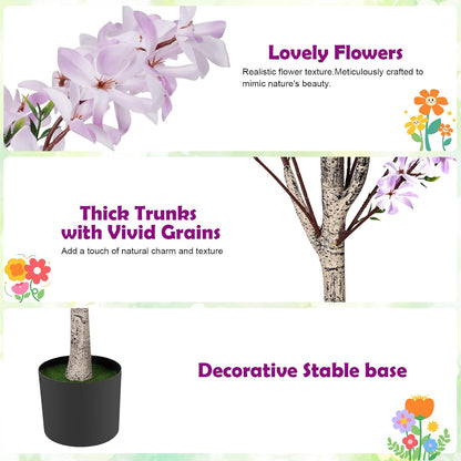 6ft Artificial Winter Jasmine Tree, Faux Forsythia Plant with Cement Base